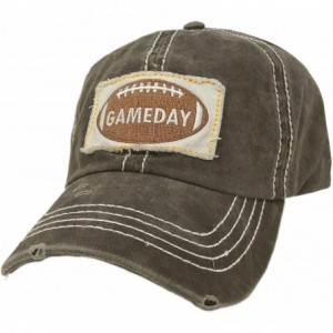 Baseball Caps Distressed Embroidered Patchwork Cotton Baseball Visor Sun Cap Dad Hat - Gameday- Black - CZ18Z4H89X2 $18.56