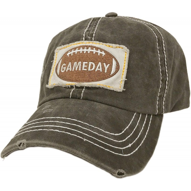 Baseball Caps Distressed Embroidered Patchwork Cotton Baseball Visor Sun Cap Dad Hat - Gameday- Black - CZ18Z4H89X2 $10.89