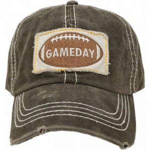 Baseball Caps Distressed Embroidered Patchwork Cotton Baseball Visor Sun Cap Dad Hat - Gameday- Black - CZ18Z4H89X2 $10.89