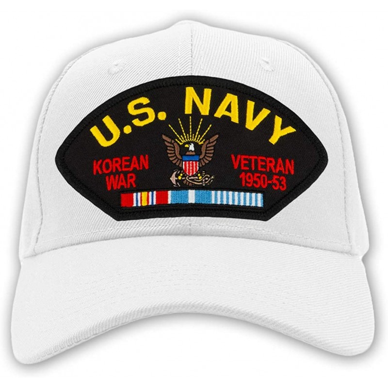 Baseball Caps US Navy - Korean War Veteran Hat/Ballcap Adjustable One Size Fits Most - White - CC18H3OZI35 $31.97