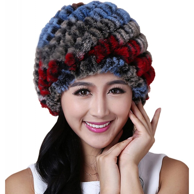 Skullies & Beanies Thicken Rex Rabbit Fur Knit Beanie Hats Multicolor - Colorful12 - CA126HY74C1 $32.28