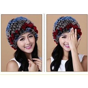 Skullies & Beanies Thicken Rex Rabbit Fur Knit Beanie Hats Multicolor - Colorful12 - CA126HY74C1 $32.28