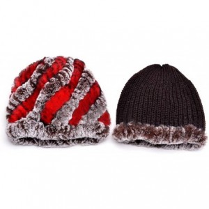 Skullies & Beanies Thicken Rex Rabbit Fur Knit Beanie Hats Multicolor - Colorful12 - CA126HY74C1 $32.28