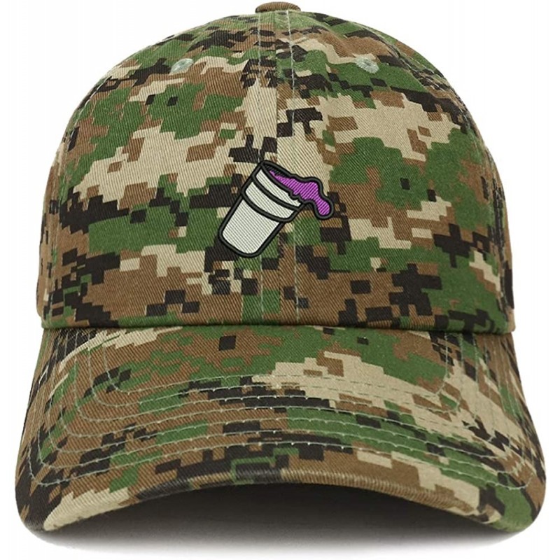 Baseball Caps Double Cup Morning Coffee Embroidered Soft Crown 100% Brushed Cotton Cap - Digital Green Camo - CF18SO0DDMR $19.14