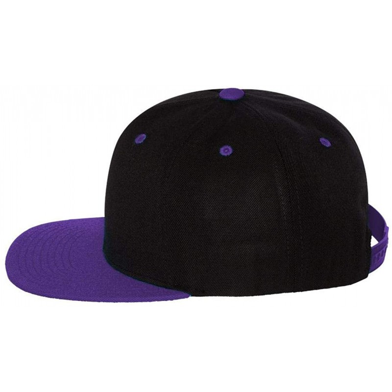 Baseball Caps Classics Flat Bill Snapback Cap - 6089M - Black/ Purple - C811CYQ72MJ $10.19