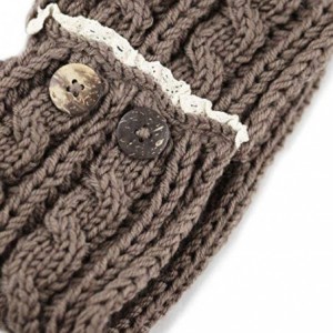 Cold Weather Headbands Womens Cable Knit Hand Made Headband With Button Detail - Khaki - CP12MX7UYC6 $7.01