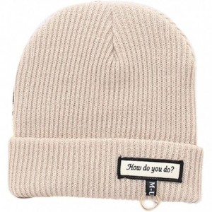 Skullies & Beanies Men's Winter ski Cap Knitting Skull hat - Greetings Beige - CJ187SX8CHC $14.13