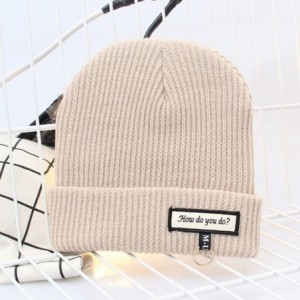Skullies & Beanies Men's Winter ski Cap Knitting Skull hat - Greetings Beige - CJ187SX8CHC $14.13