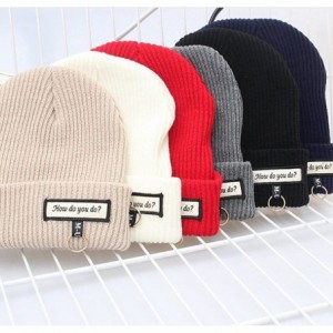 Skullies & Beanies Men's Winter ski Cap Knitting Skull hat - Greetings Beige - CJ187SX8CHC $14.13