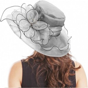 Sun Hats Organza Fascinator Hats for Women Derby Church Kentucky Tea Party Wide Brim Bridal Wedding Hat - Grey - CC18DM3WGR2 ...