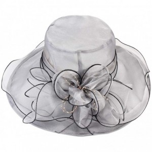 Sun Hats Organza Fascinator Hats for Women Derby Church Kentucky Tea Party Wide Brim Bridal Wedding Hat - Grey - CC18DM3WGR2 ...