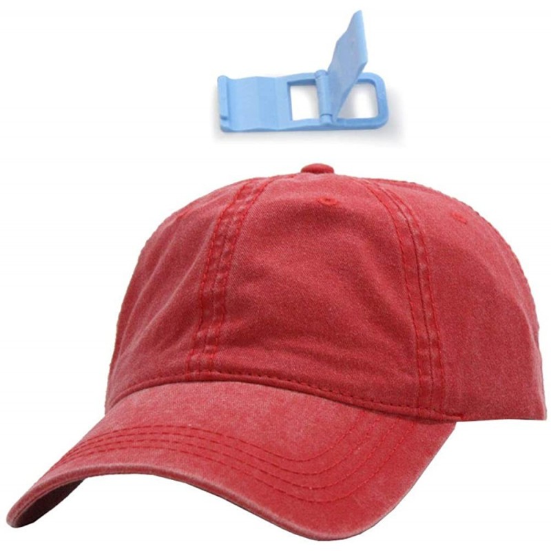 Baseball Caps Vintage Washed Cotton Twill Adjustable Dad Hat Baseball Cap - Red - CF12KP99HZB $9.90