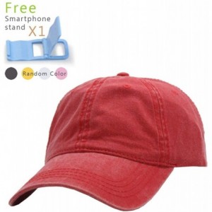 Baseball Caps Vintage Washed Cotton Twill Adjustable Dad Hat Baseball Cap - Red - CF12KP99HZB $9.90