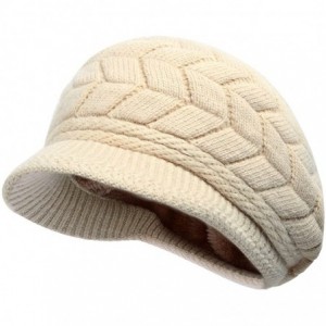 Newsboy Caps Women Winter Warm Knit Hat Wool Snow Ski Caps with Visor - Beige - C011OUQ17Q3 $8.85