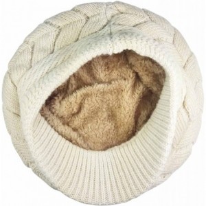 Newsboy Caps Women Winter Warm Knit Hat Wool Snow Ski Caps with Visor - Beige - C011OUQ17Q3 $8.85