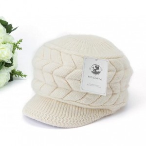 Newsboy Caps Women Winter Warm Knit Hat Wool Snow Ski Caps with Visor - Beige - C011OUQ17Q3 $8.85