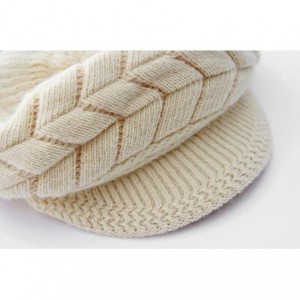 Newsboy Caps Women Winter Warm Knit Hat Wool Snow Ski Caps with Visor - Beige - C011OUQ17Q3 $8.85