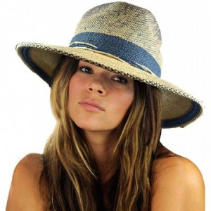 Fedoras Teardrop Dent Braided Trim Casual Panama Fedora Sun Hat - Woven Dark Denim - CT1990RH77N $21.57