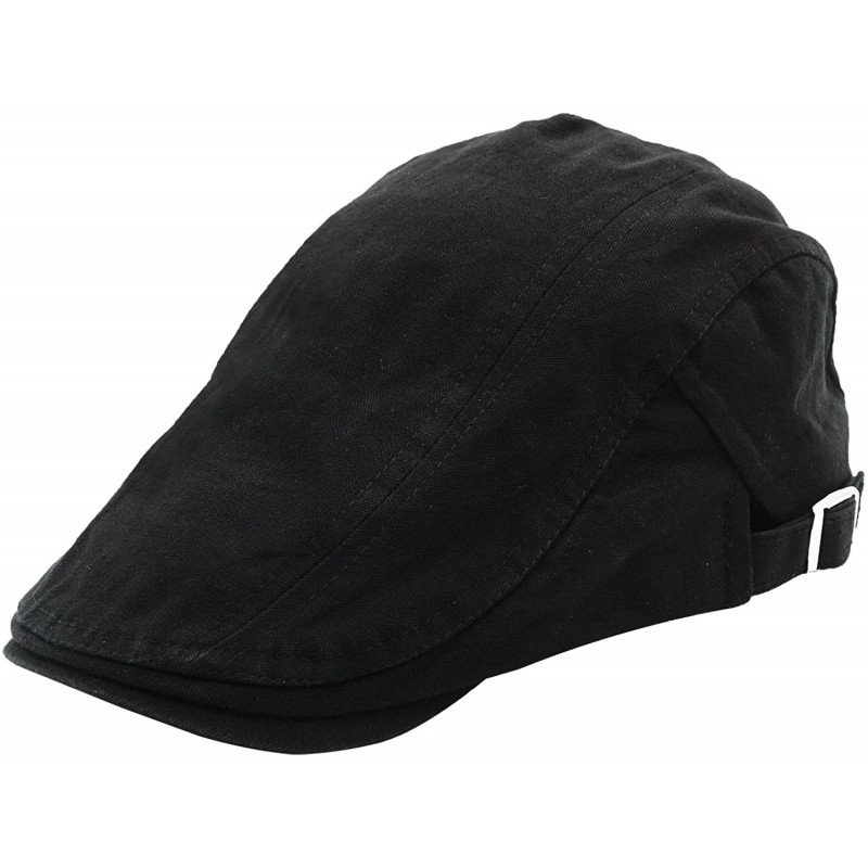 Newsboy Caps Women Men's Cotton Flat Cap Hat Newsboy Hunting Hat Cabbie Gatsby Cap - Black Style 2 - CG187GMDWEA $12.69