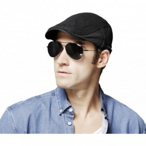 Newsboy Caps Women Men's Cotton Flat Cap Hat Newsboy Hunting Hat Cabbie Gatsby Cap - Black Style 2 - CG187GMDWEA $12.69