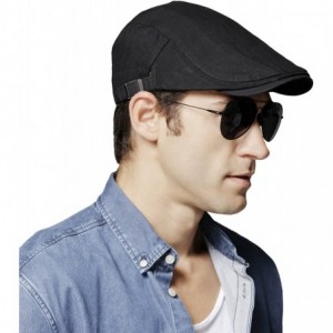 Newsboy Caps Women Men's Cotton Flat Cap Hat Newsboy Hunting Hat Cabbie Gatsby Cap - Black Style 2 - CG187GMDWEA $12.69