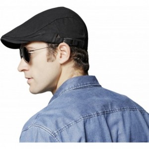 Newsboy Caps Women Men's Cotton Flat Cap Hat Newsboy Hunting Hat Cabbie Gatsby Cap - Black Style 2 - CG187GMDWEA $12.69