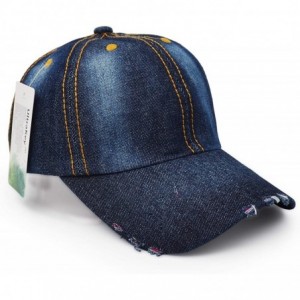 Baseball Caps Denim Baseball Cap- Unisex Sport Hat Casual Women Men Sun Hat Outdoor Cowboy Cap Dilapidated Design - Navy Blue...