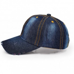 Baseball Caps Denim Baseball Cap- Unisex Sport Hat Casual Women Men Sun Hat Outdoor Cowboy Cap Dilapidated Design - Navy Blue...