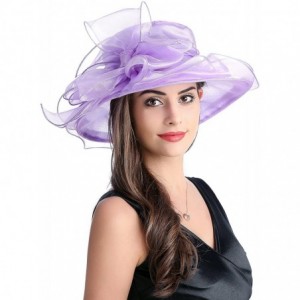 Sun Hats Women's Breathable Bowknot Kentucky Derby Hat Tea Party Church Wedding Hat - Purple - CI18CWQ77WL $25.34