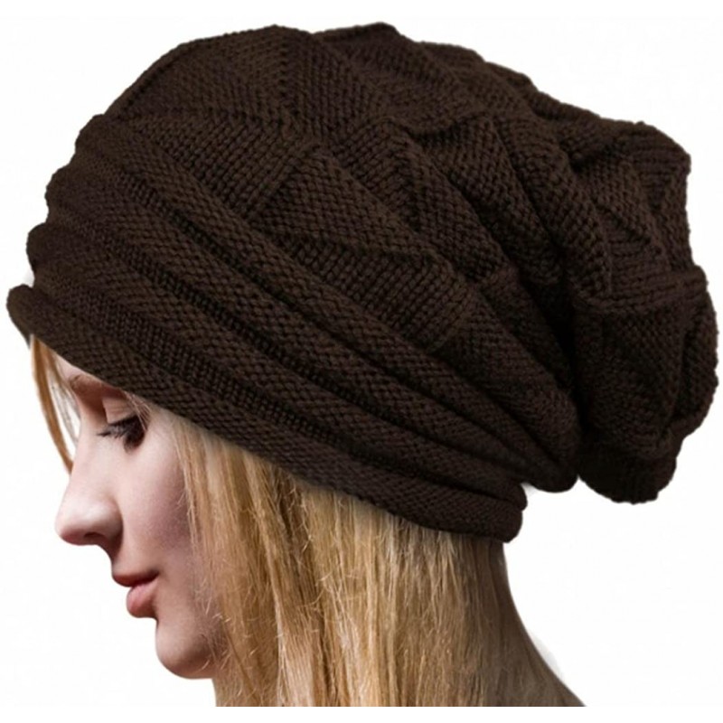 Skullies & Beanies Women Fashion Cable Knit Wool Winter Warm Hat Soft Slouchy Beanie Skully Cap - Coffee - C3186ZSA423 $12.35