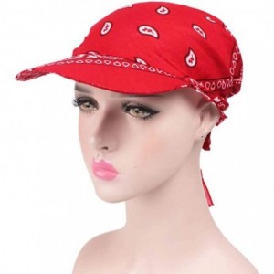 Visors Womens Assorted Paisley Print Bandana Head Scarf Hat Summer Folding Anti-UV Golf Tennis Sun Visor Cap - Red - C8196NA4...