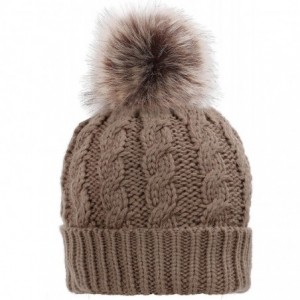 Skullies & Beanies Winter Wonderland Splash Patterned Thick Knit Fleece Lined Snow Beanie Hats - Khaki - CM18KY7HTGM $10.39