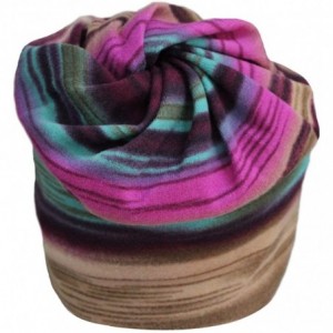 Skullies & Beanies Womens Winter Fleece Rainbow Stripes Slouchy Baggy Beanie Hat Cap Hood Hairband - Purple - CE12EQ4PUE3 $9.48