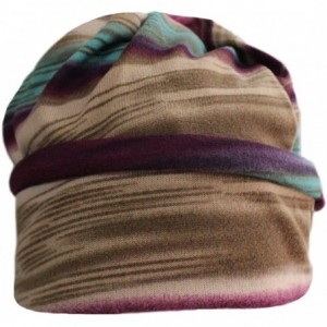 Skullies & Beanies Womens Winter Fleece Rainbow Stripes Slouchy Baggy Beanie Hat Cap Hood Hairband - Purple - CE12EQ4PUE3 $9.48