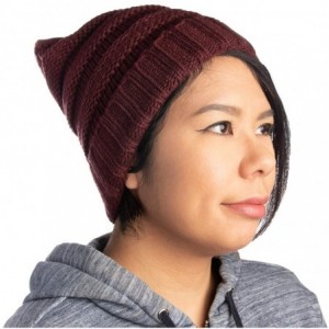 Skullies & Beanies Winter Hat for Women Snug Beanie Hat Chunky Knit Stocking Cap Soft Warm Cute - Burgundy - CL1888STYND $8.19