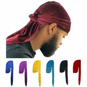Baseball Caps Velvet Durag 360 Waves Extra Long Straps for Men - Maroon - CB18AUSLEKR $14.44