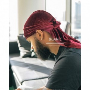 Baseball Caps Velvet Durag 360 Waves Extra Long Straps for Men - Maroon - CB18AUSLEKR $14.44