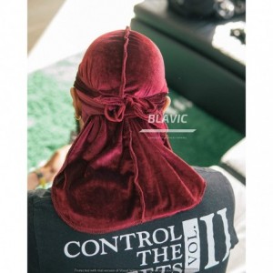 Baseball Caps Velvet Durag 360 Waves Extra Long Straps for Men - Maroon - CB18AUSLEKR $14.44