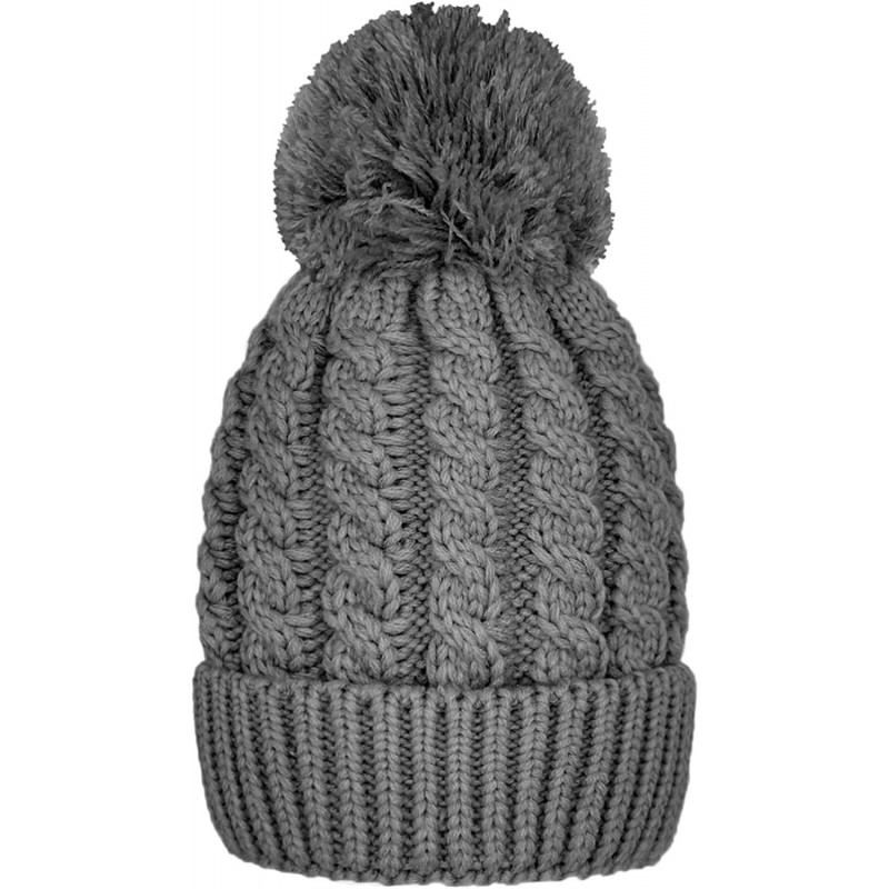 Skullies & Beanies Women's Winter Beanie Warm Fleece Lining - Thick Slouchy Cable Knit Skull Hat Ski Cap - Dark Gray - C818XM...