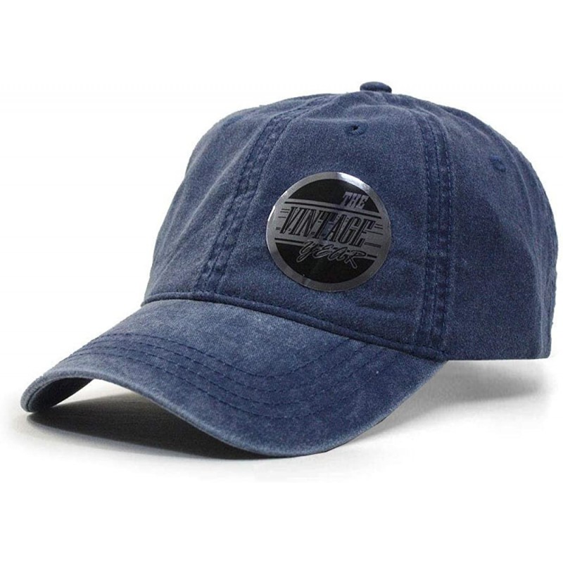 Baseball Caps Blank Dad Hat Cotton Adjustable Baseball Cap - Navy Washed Strap - CP12NSM5WAB $9.98