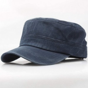 Sun Hats Military Adjustable Packable Fashionable Flat Top - Navy - C418UKUORYY $8.72