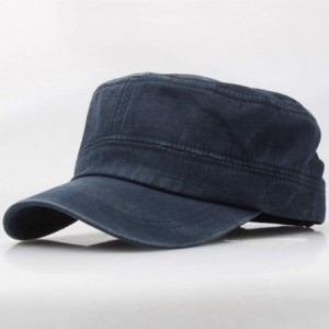 Sun Hats Military Adjustable Packable Fashionable Flat Top - Navy - C418UKUORYY $8.72