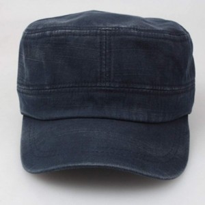 Sun Hats Military Adjustable Packable Fashionable Flat Top - Navy - C418UKUORYY $8.72