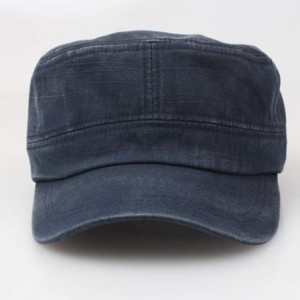 Sun Hats Military Adjustable Packable Fashionable Flat Top - Navy - C418UKUORYY $8.72