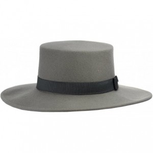 Fedoras Wool Wide Brim Porkpie Fedora Hat w/Simple Band Accent - Gray - CJ12D022SX3 $35.94