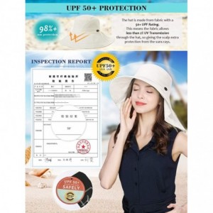 Sun Hats Womens Packable SPU 50 Summer Sun Bucket Ponytail Hat Outdoor Beach Hiking Chin Strap Floppy Safari 55-59CM - CQ18SR...