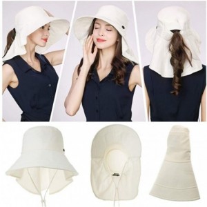 Sun Hats Womens Packable SPU 50 Summer Sun Bucket Ponytail Hat Outdoor Beach Hiking Chin Strap Floppy Safari 55-59CM - CQ18SR...