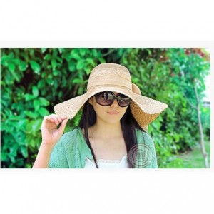 Sun Hats Women's Summer Folable Floppy Straw Hat Big Bowknot Wide Brim Beach Sun Hat - Brown - CN183YD6NAY $8.07