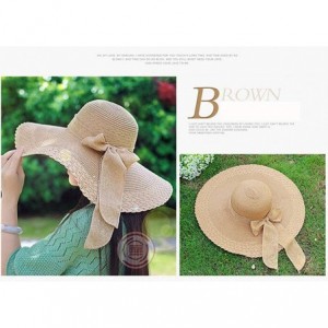 Sun Hats Women's Summer Folable Floppy Straw Hat Big Bowknot Wide Brim Beach Sun Hat - Brown - CN183YD6NAY $8.07