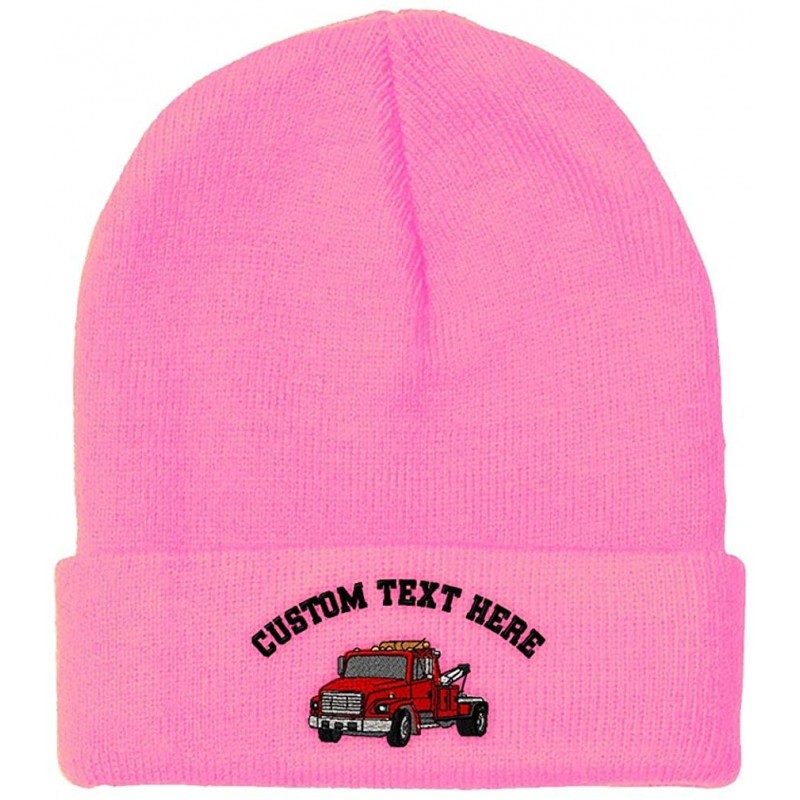 Skullies & Beanies Custom Beanie for Men & Women Snub Nose Tow Truck Embroidery Skull Cap Hat - Soft Pink - CQ18ZS2L2EE $16.34
